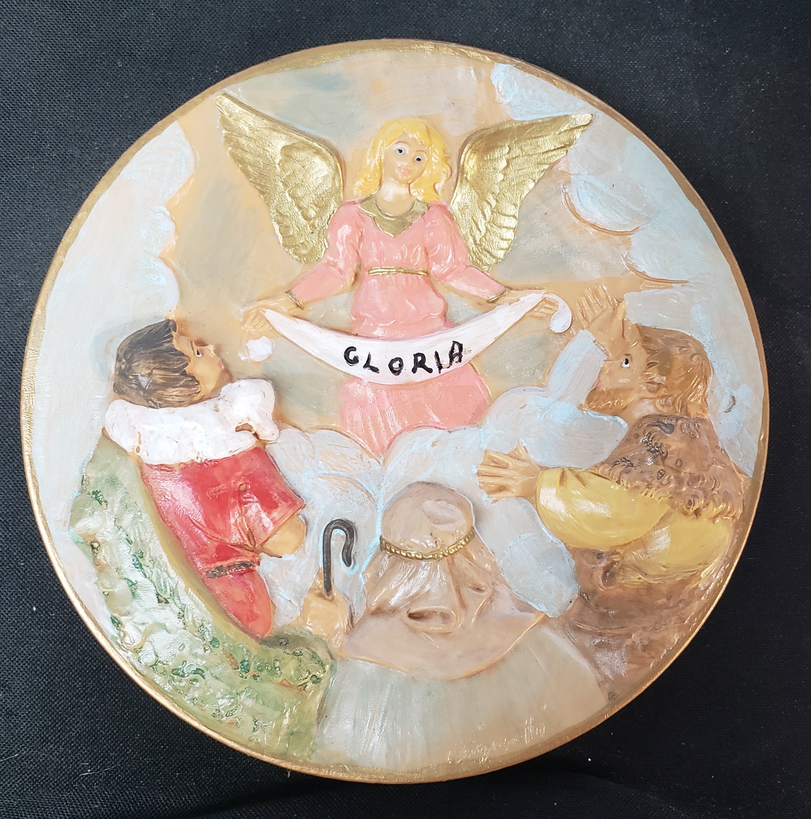 Plato Fontanini 1997 "Mensaje del Ángel Gloria" Plato italiano esculpido. Edición limitada.