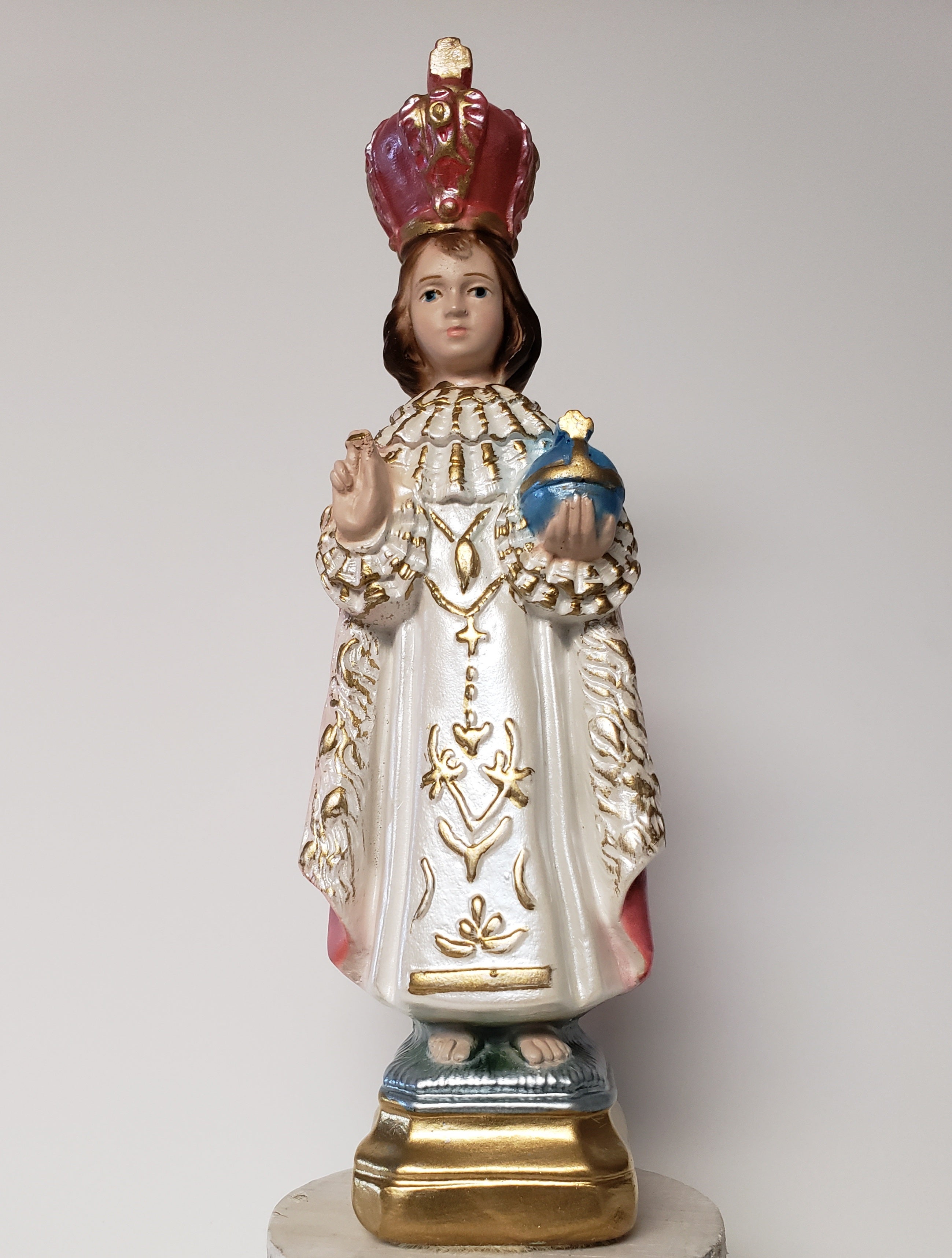 8" Pearl Infant Jesus of Prague - Hand Painted in Italy - Tuscan Style Collection