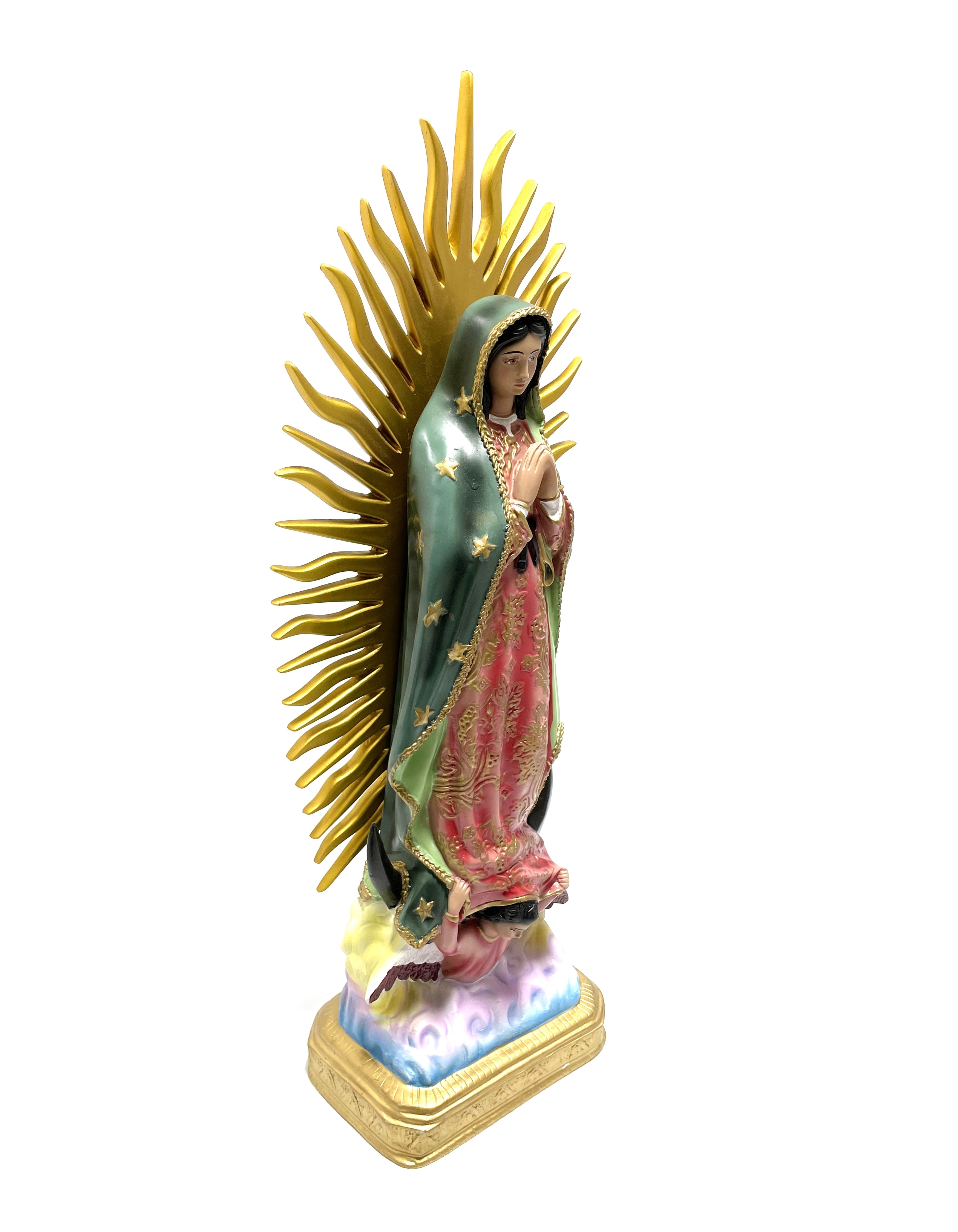 Religious statue of Our Lady of Guadalupe 23" height with gold rays