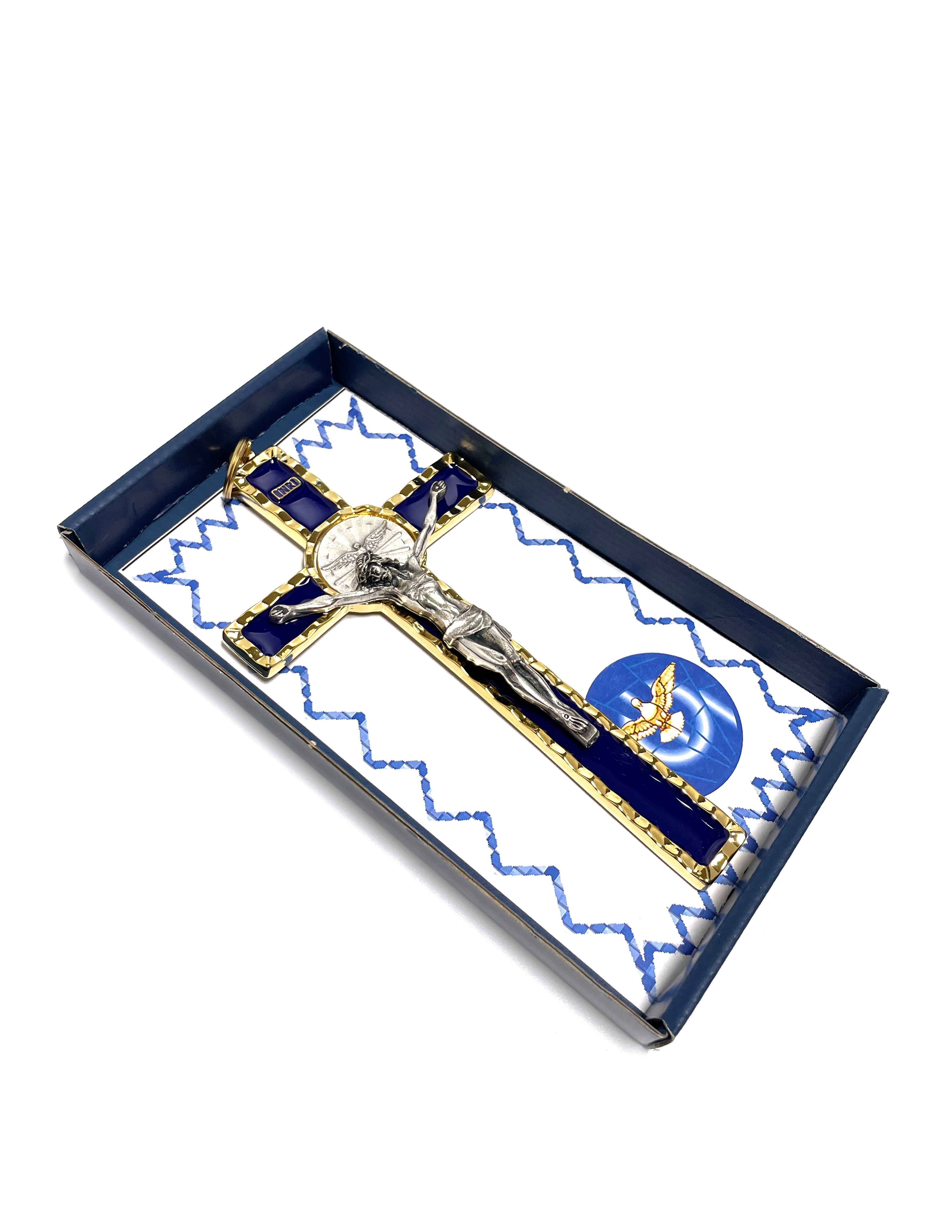 Holy Spirit Crucifix with enamel colors and gold and silver tone