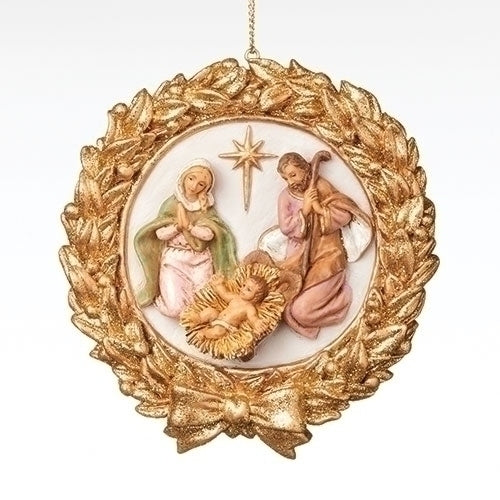 Adorno de corona de oro de la Sagrada Familia de 4" de alto 2023