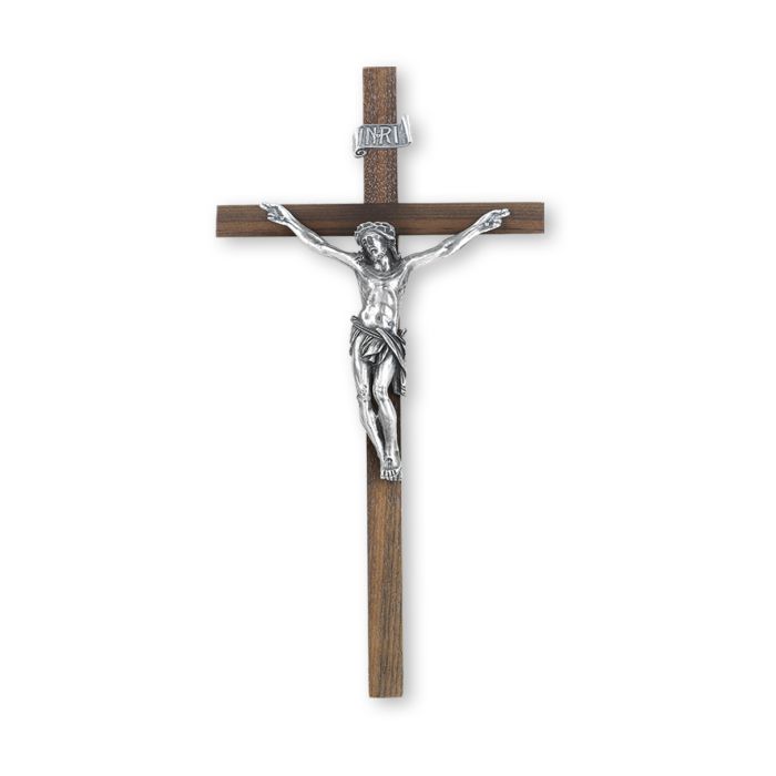 Cruz de nogal de 12" con peltre antiguo