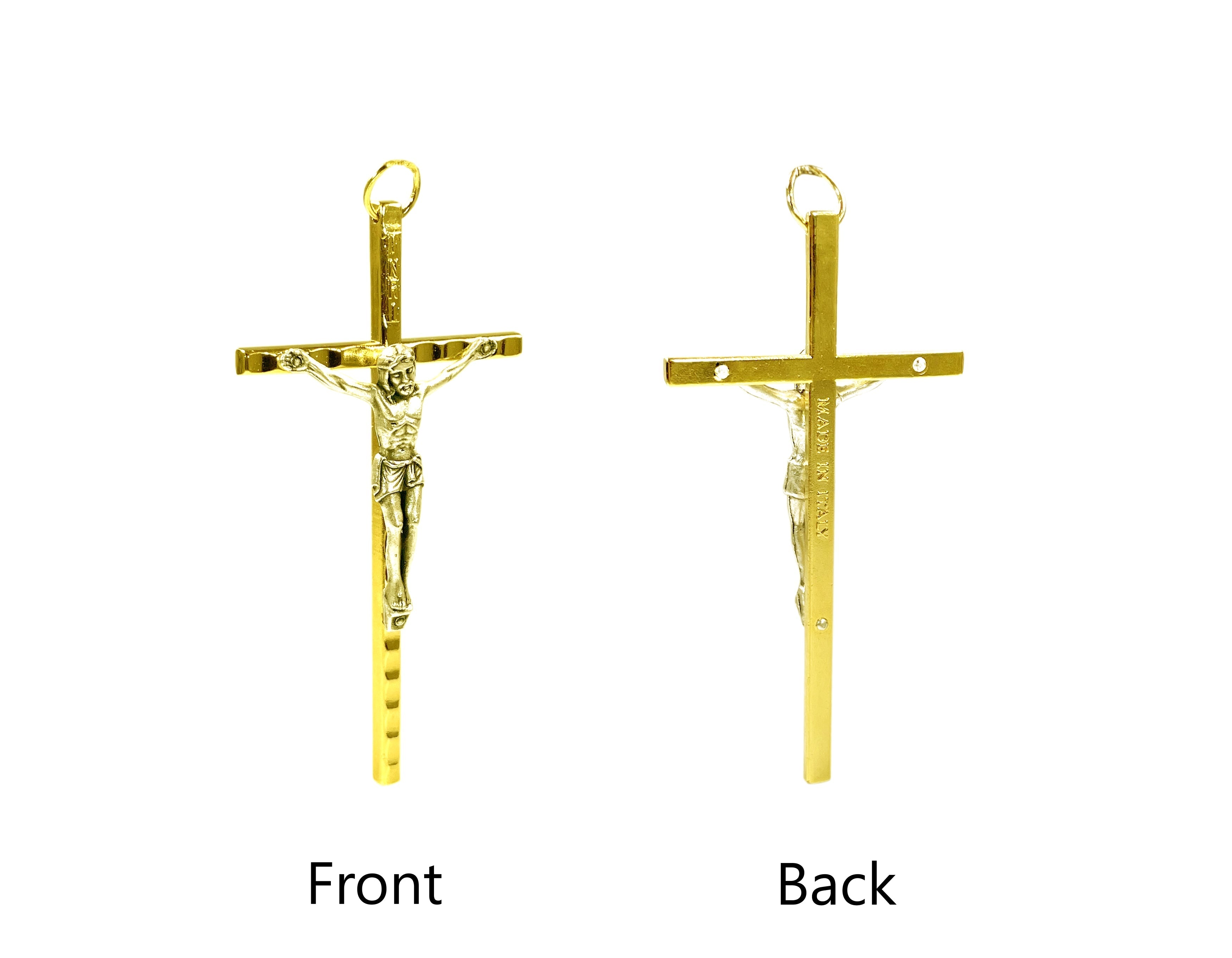 Crucifix with Hammered Posts in Gold and oxidized silver details 4.5"