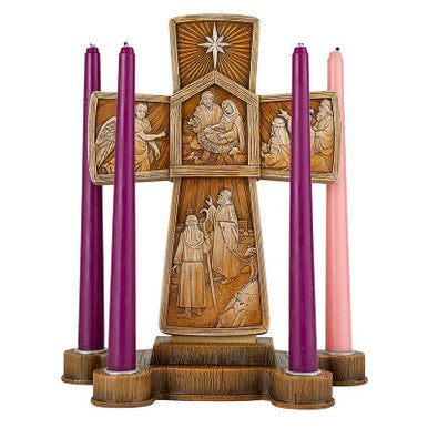 12" Stn Crss Adv Candleholder