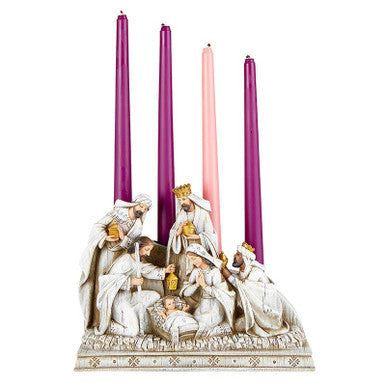 8" Wht Ntvty Adv Candleholder