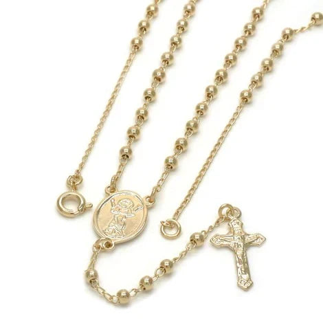 Small Rosary necklace with Divino Niño medal. 18” long