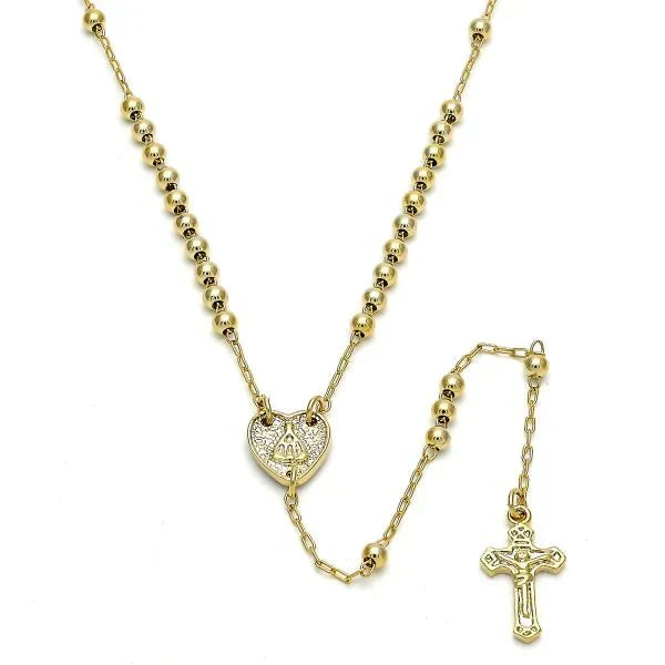 Collar rosario con corazón Virgen María