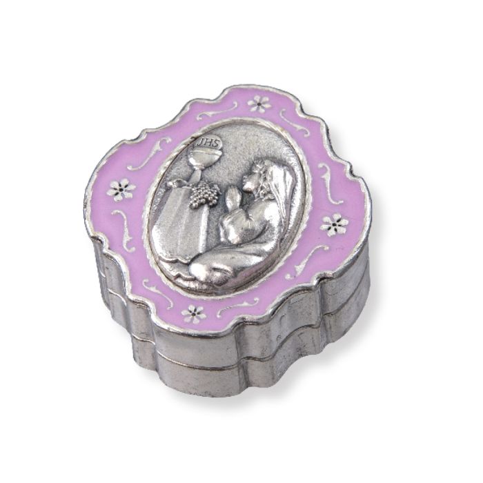 2" Communion Chalice  Epoxied Metal Rosary Box