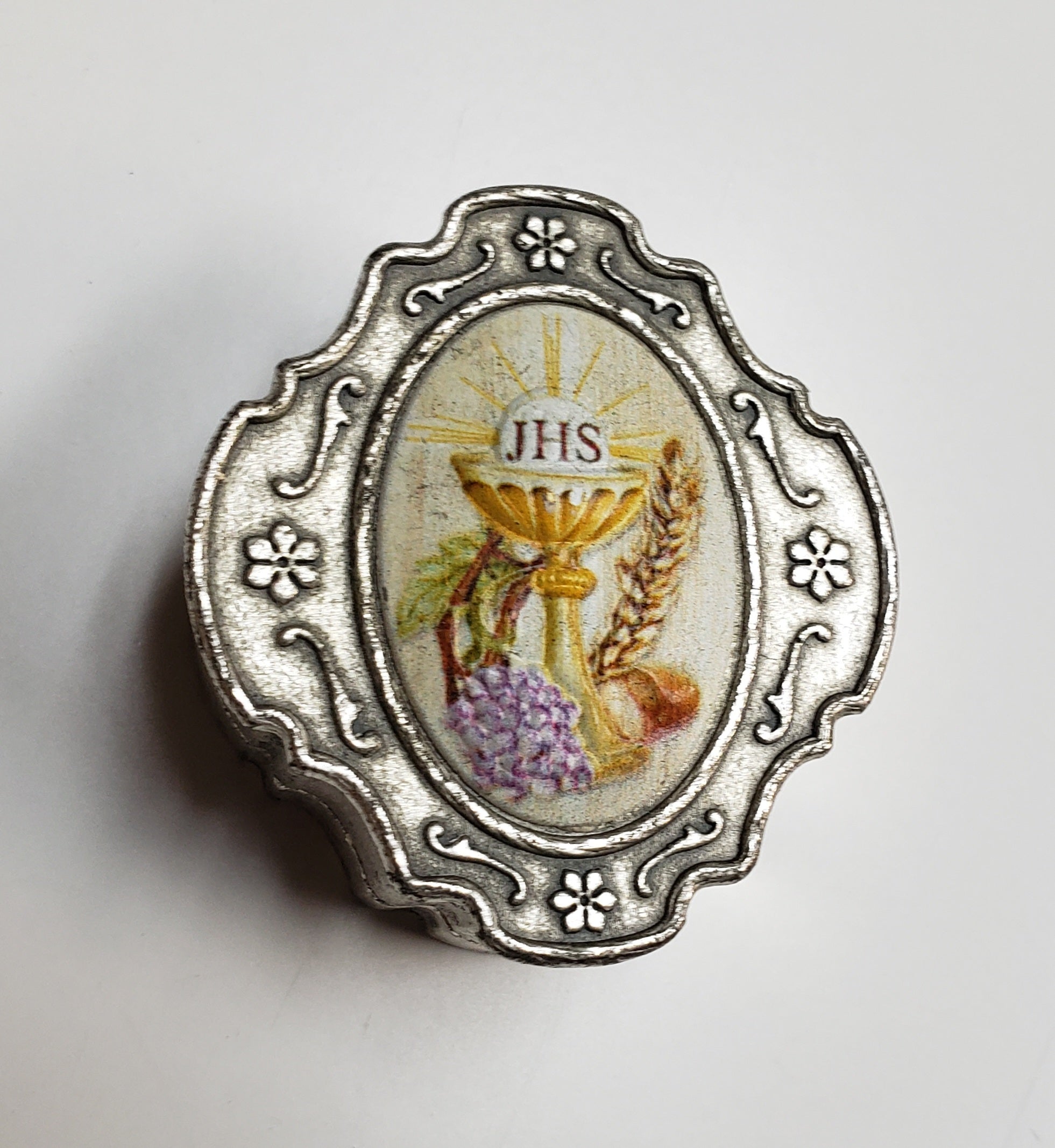 2" Communion Chalice  Epoxied Metal Rosary Box