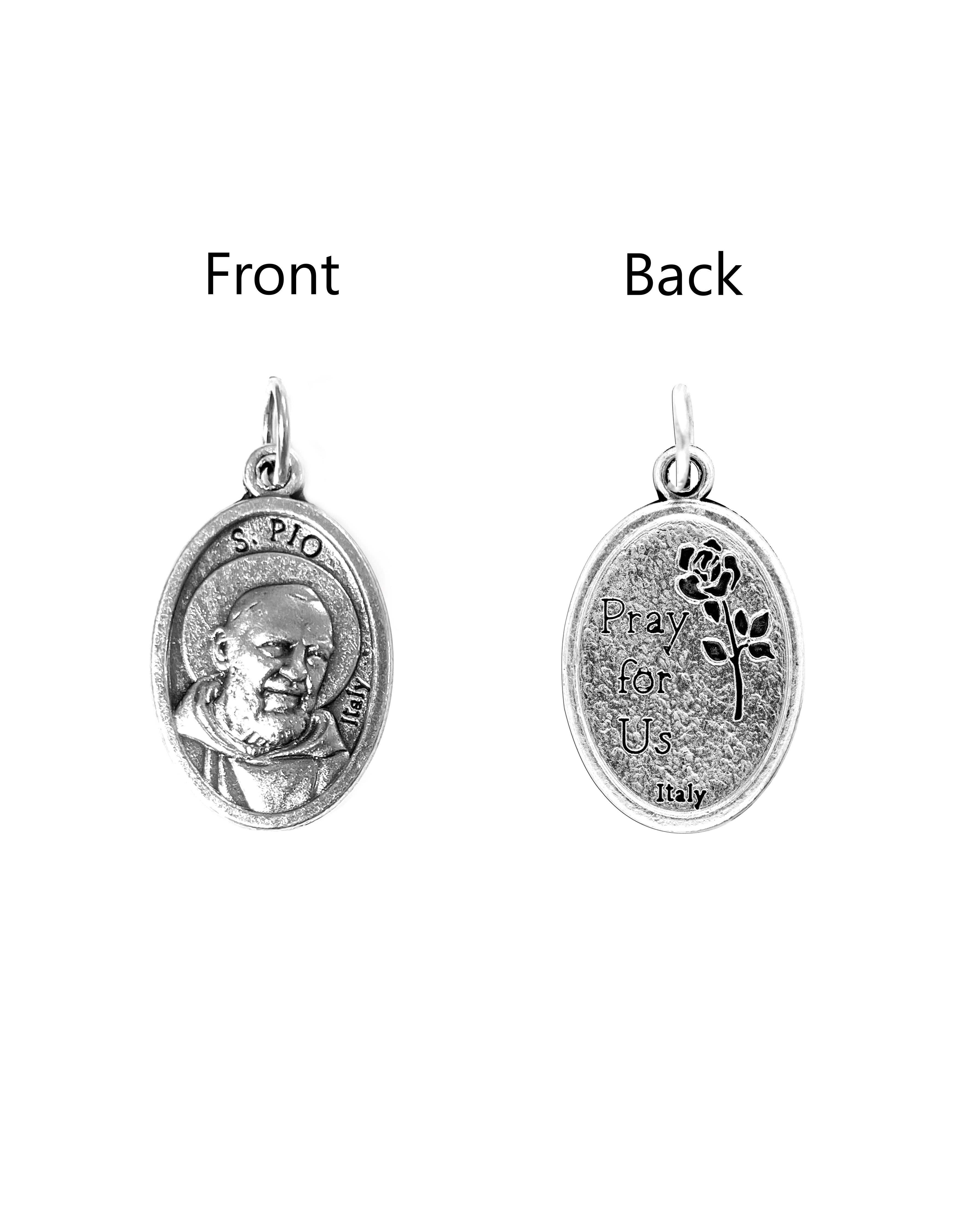 Saints Medals in oxidized silver made in Italy 1.0" x 0.7"
