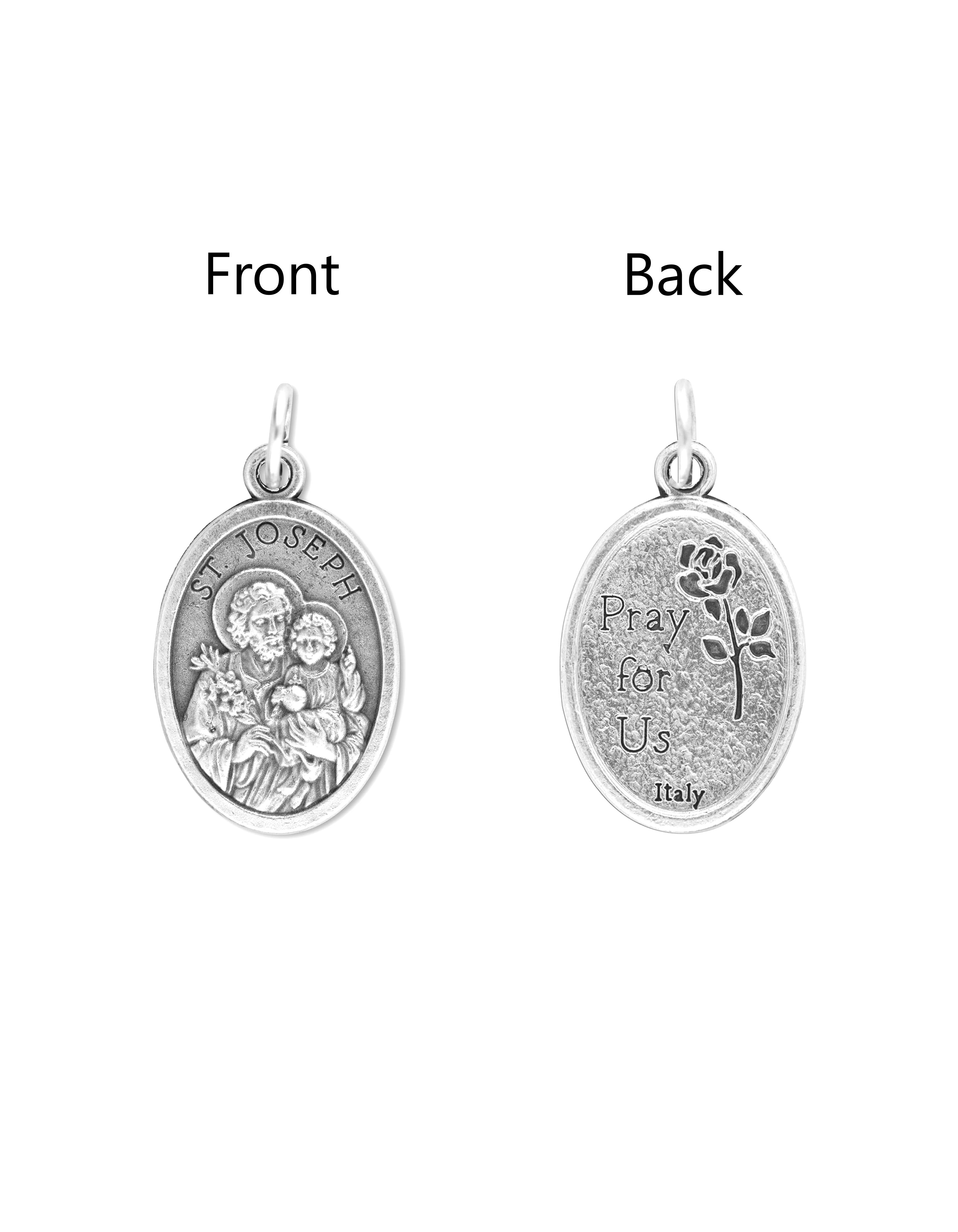 Saints Medals in oxidized silver made in Italy 1.0" x 0.7"