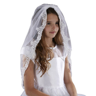 First Communion Lace Veil 36"L