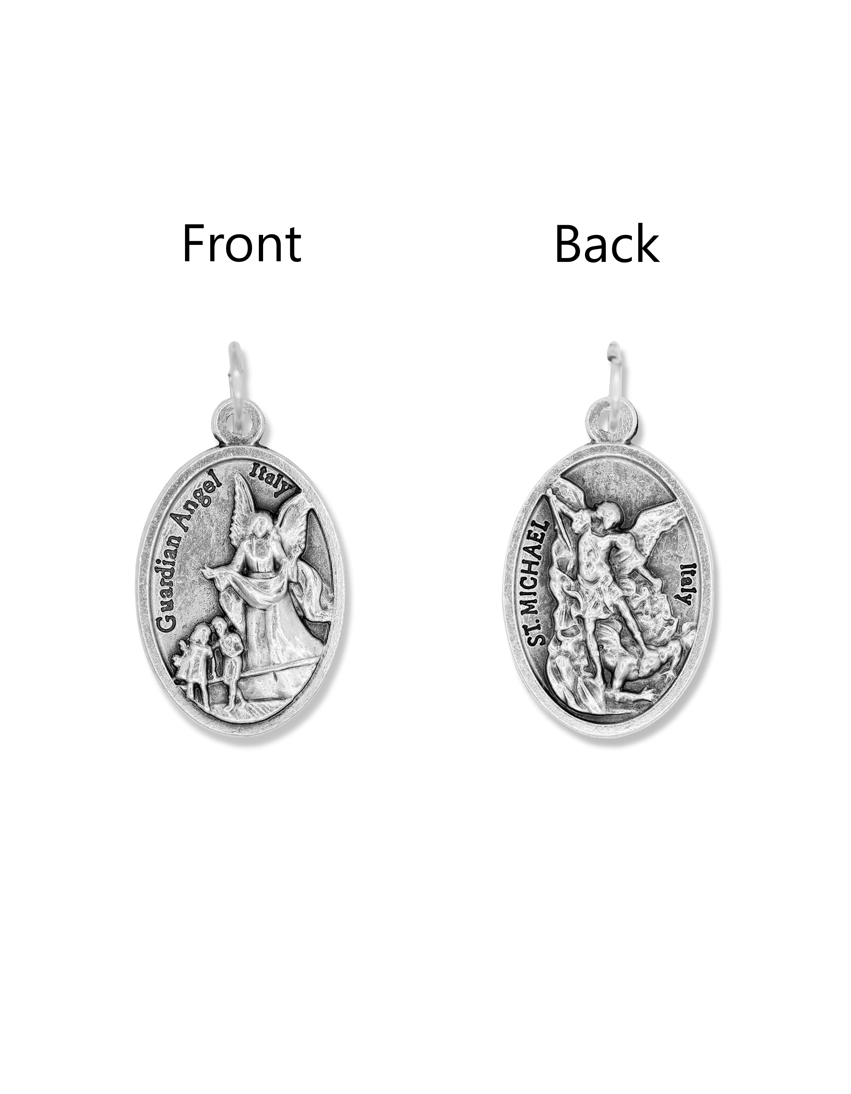 Saints Medals in oxidized silver made in Italy 1.0" x 0.7"