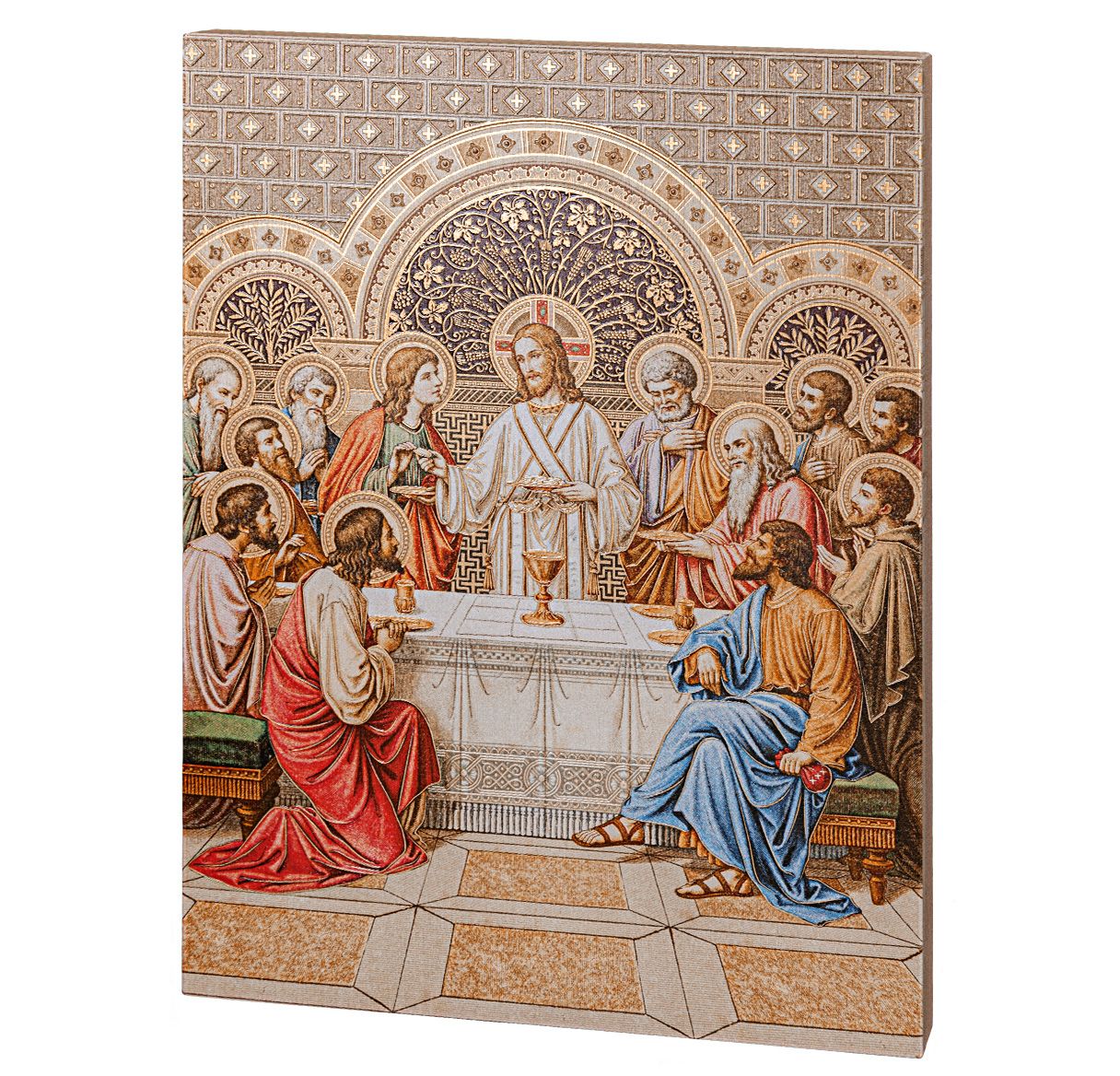 7 1/2" x 10" The Last Supper Gold Embossed Wood Plaque