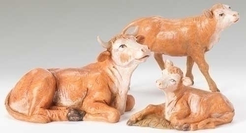 Fontanini  5" Scale 3 Piece Set Ox Family Nativity Figures