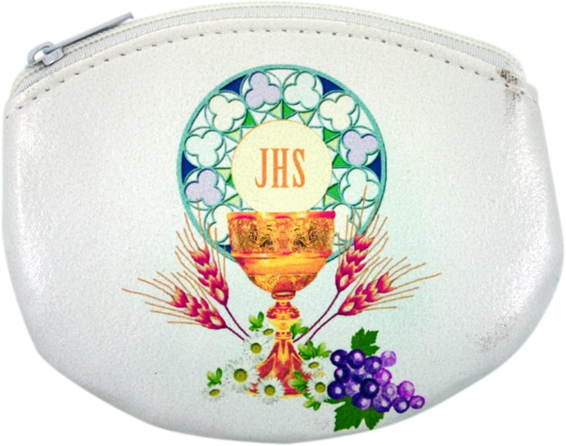 First Holy Communion Rosary Pouch With Pink Chalice