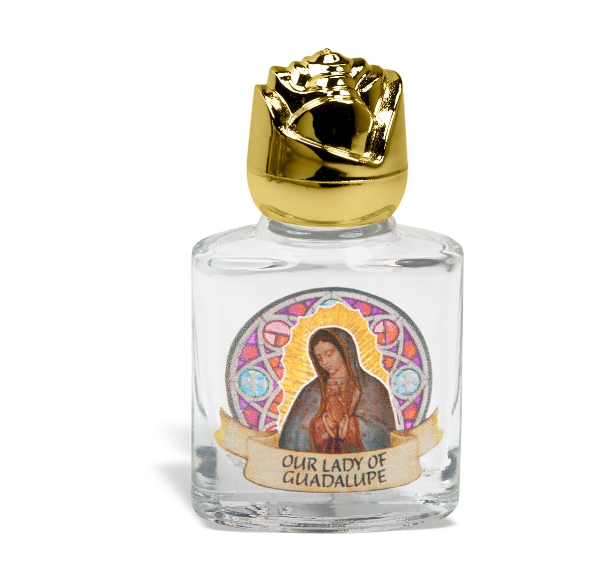 8 ml. 2" Glass  Water Bottle with Gold Rose Cap