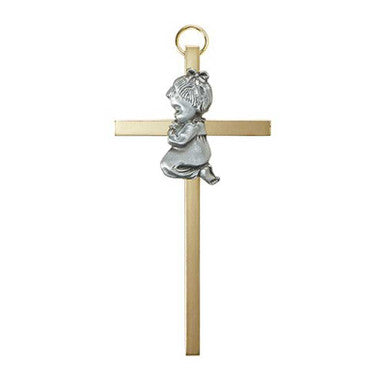 4.25 Brass Cross Baby Girl-4pc