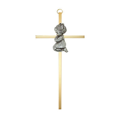 7" Brass Cross Baby Girl-4 Pc