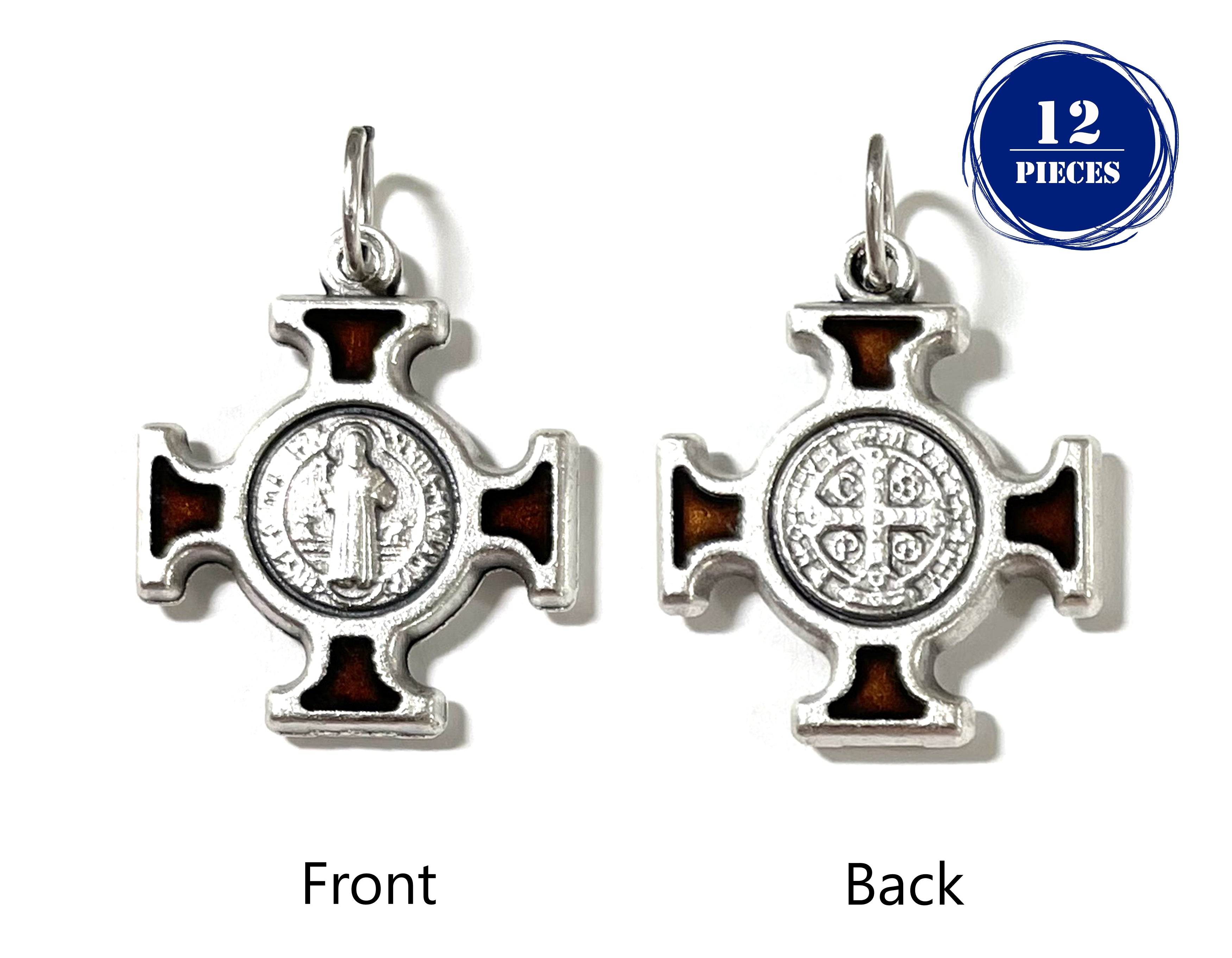 Saint Benedict small cross - colors enamel accented 0.7"