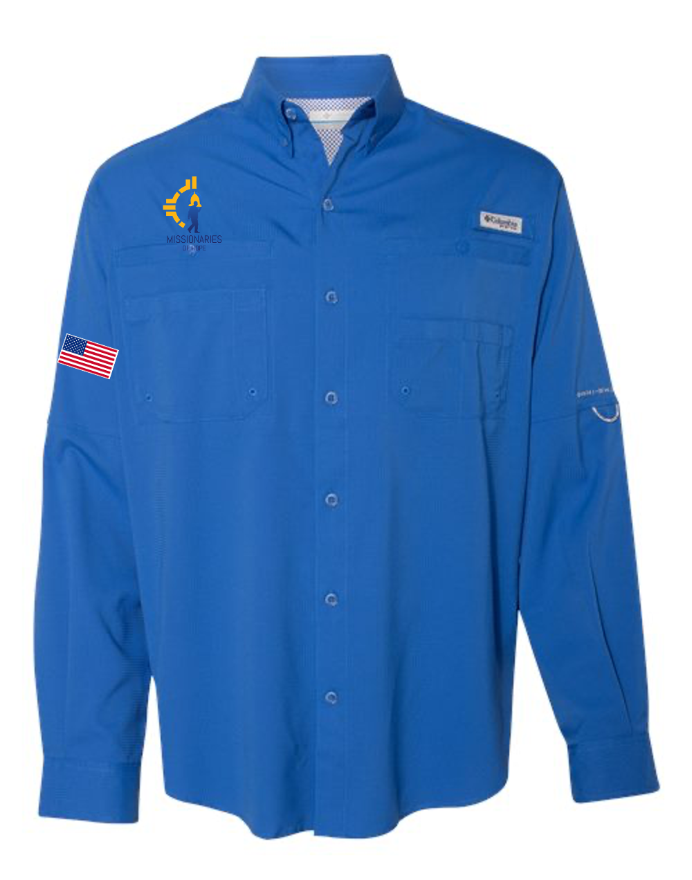 Columbia Tamiami II long sleeve – Missionaries of Hope Edition with U.S. Flag on Sleeve