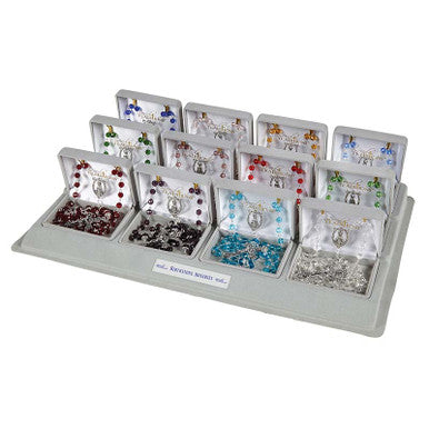 Glss 6mm Brthstne Rosary Dsply