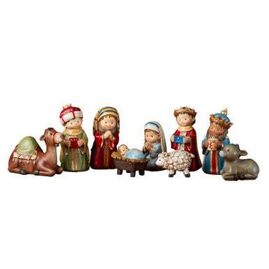 4" H 9-pc Child Nativity Set