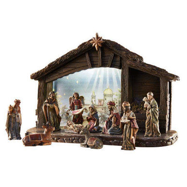 3"H 11-pc Nativity W/8"H Stble