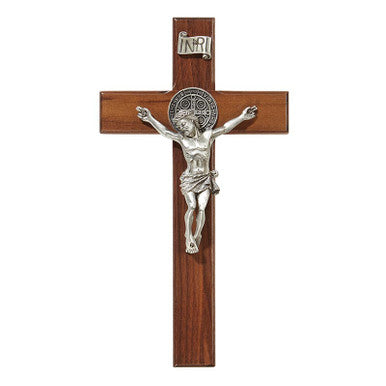 8" St Ben Crucifix Ant Sil