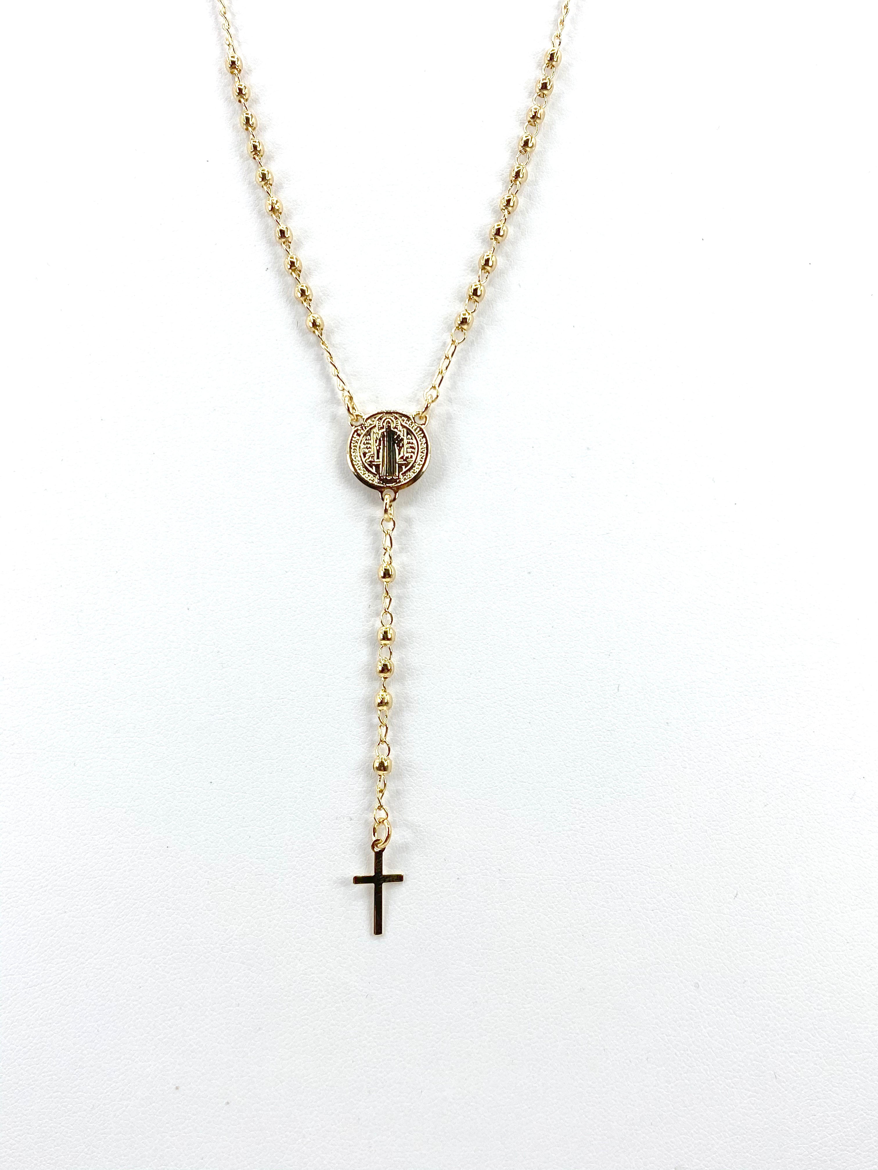 Rosary necklace  with Saint Benedict Medal