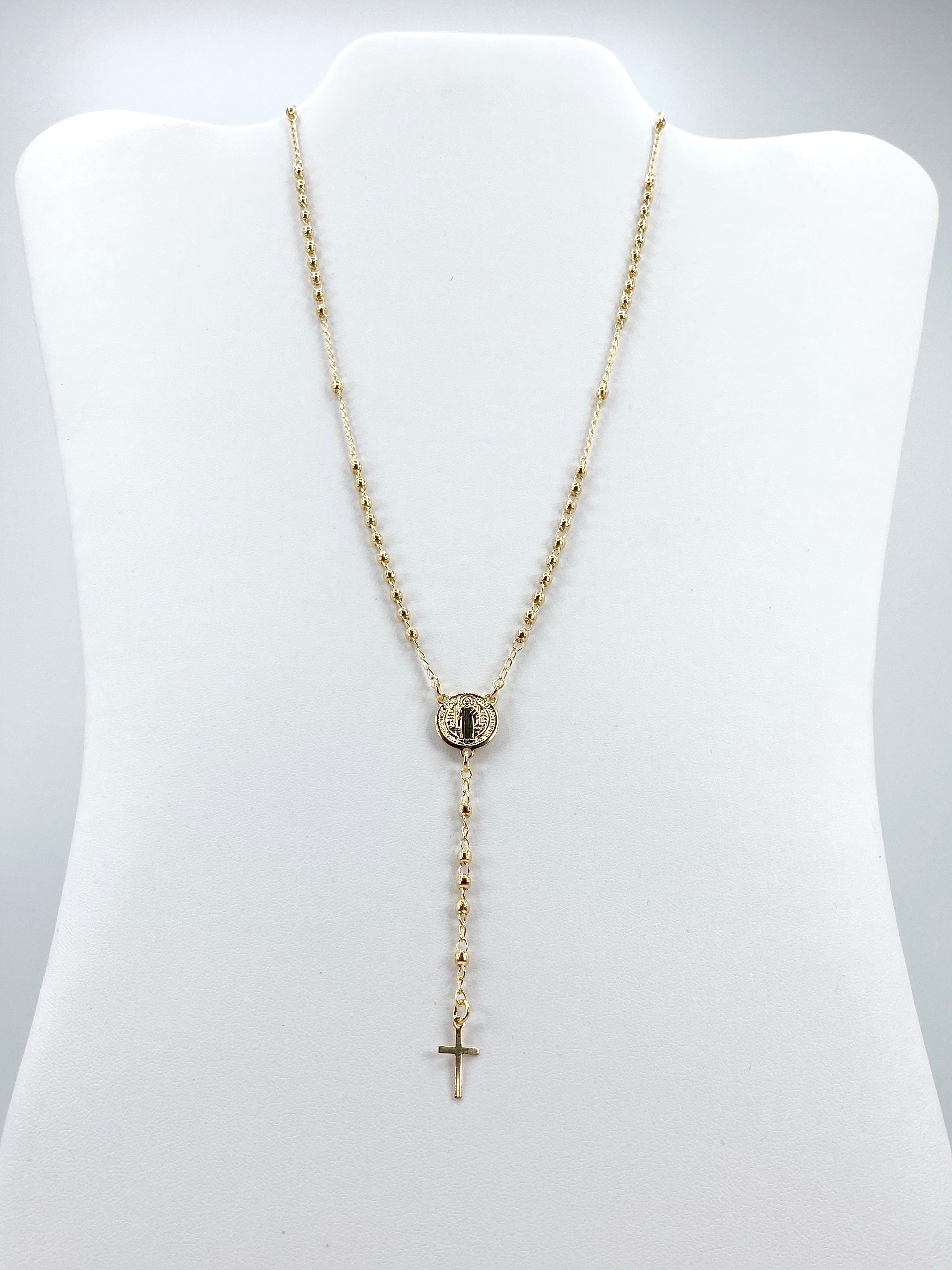 Rosary necklace  with Saint Benedict Medal