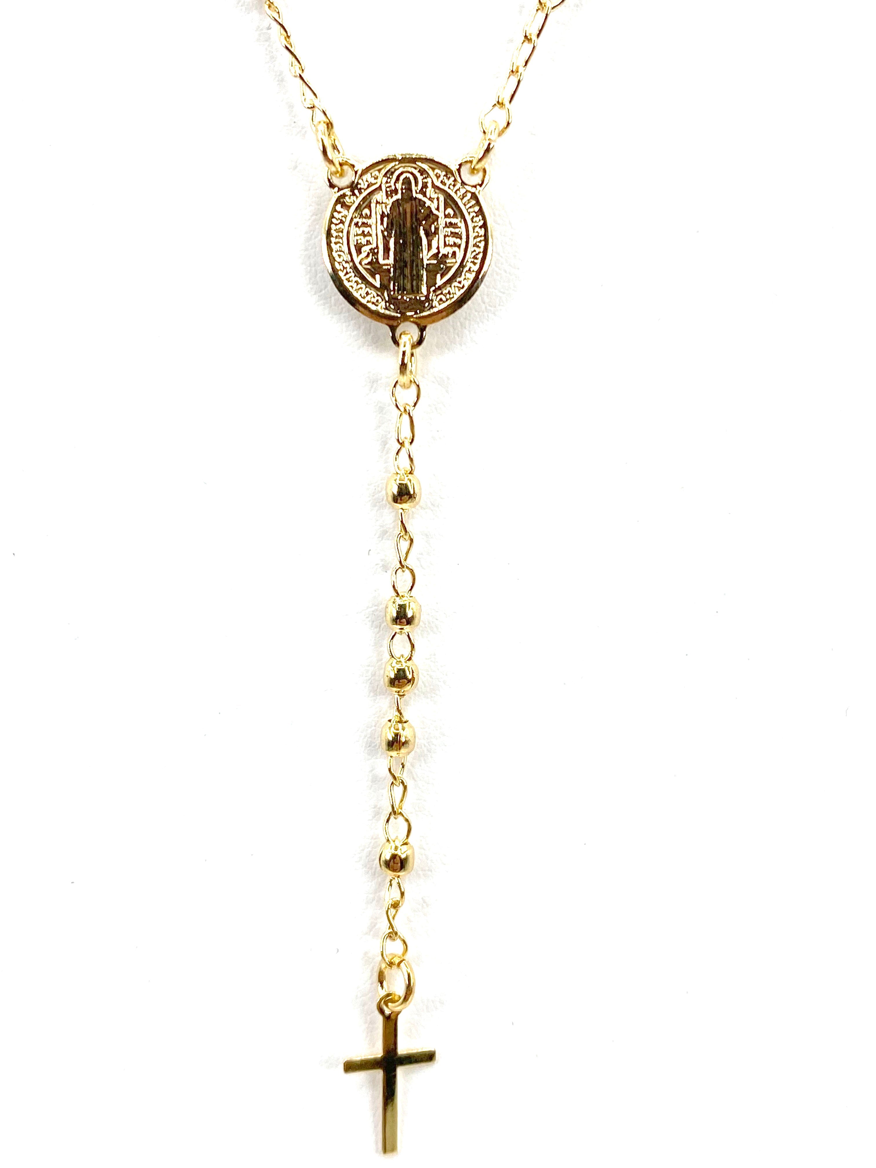 Rosary necklace  with Saint Benedict Medal