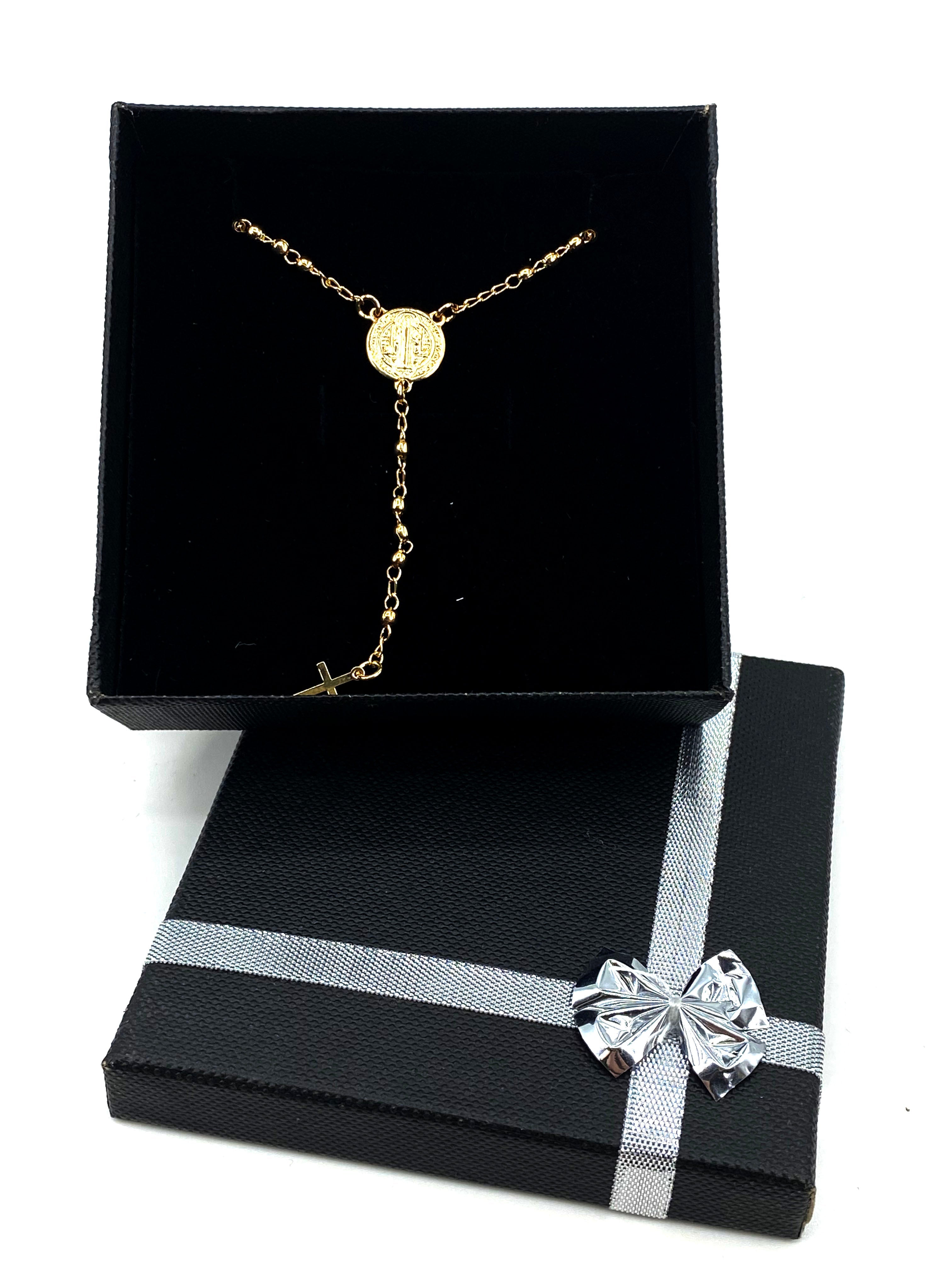 Rosary necklace  with Saint Benedict Medal