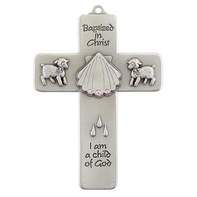 Cross, Baptism Girl Cross-pink