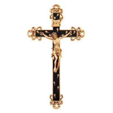 10" Crucifix Black/Gold Finish
