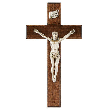 CRUCIFIX:10" WALNUT:HLY SHROUD