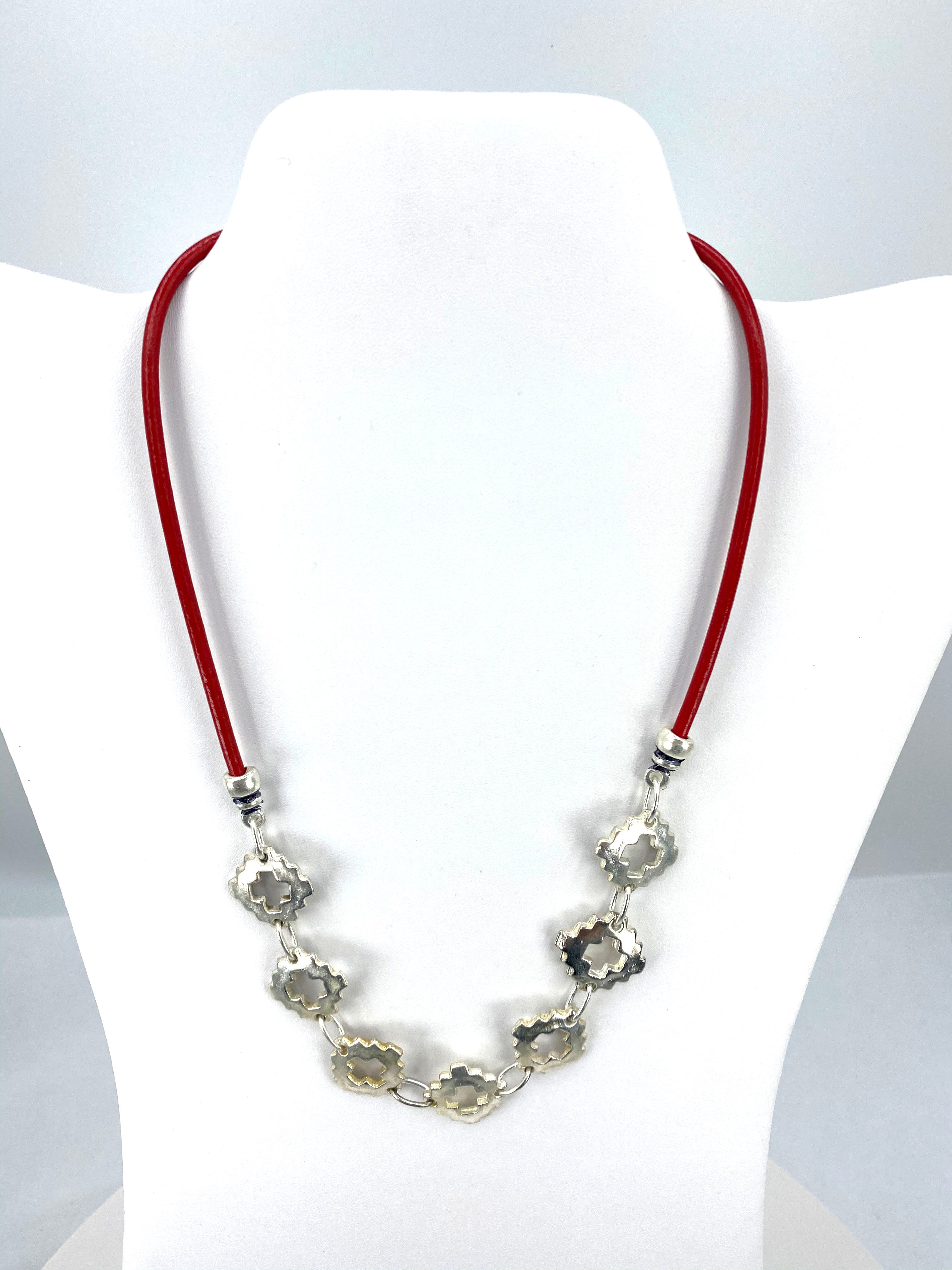 Vintage The Cross Necklace  Handmade Jewelry with Genuine Leather Strap by Graciela's Collection