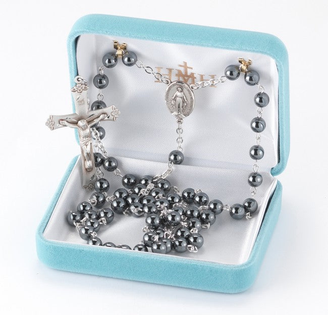Genuine Hematite Sterling Silver Rosary