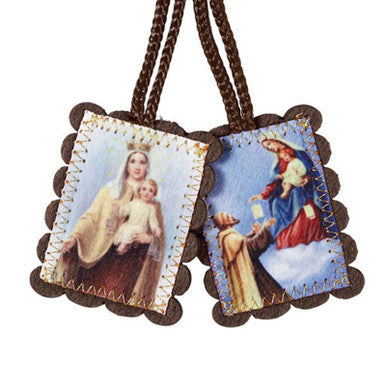 Brown Wool Scapular - Lg 12 Pc
