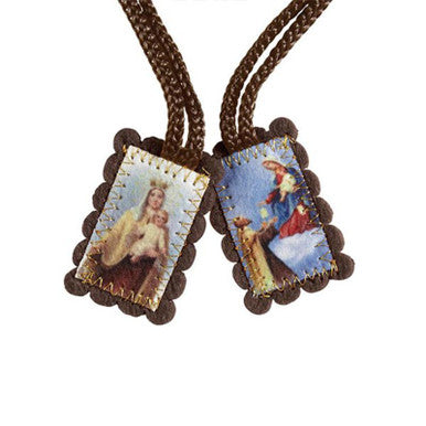 Brown Wool Scapular - Sm 12 Pc