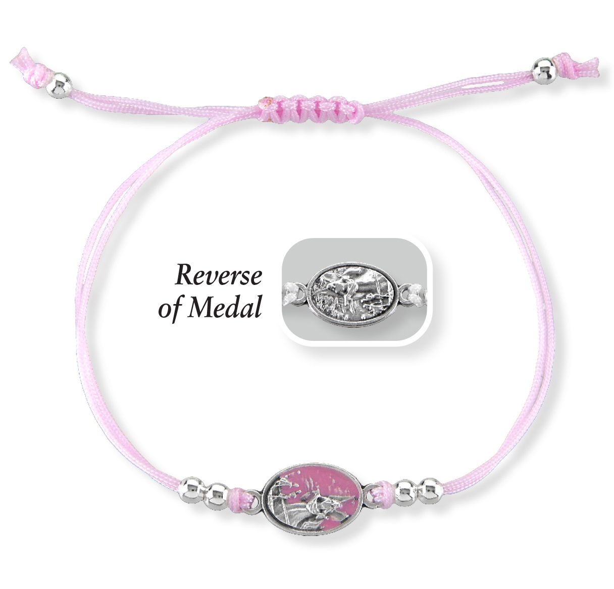 Guardian Angel Bracelet with Epoxied Guardian Angel Medal with Silver Accent Beads.