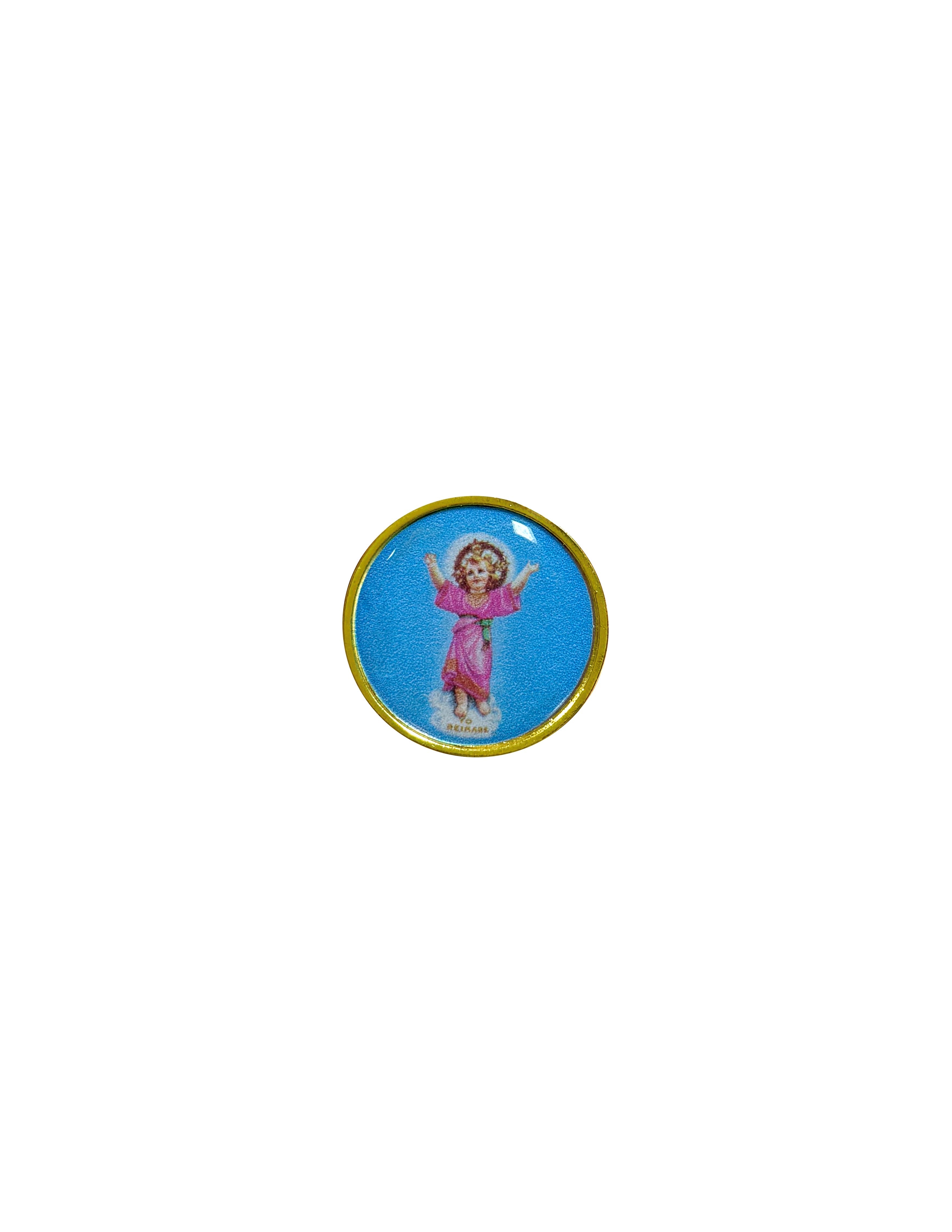 Gold accent round catholic lapel pins