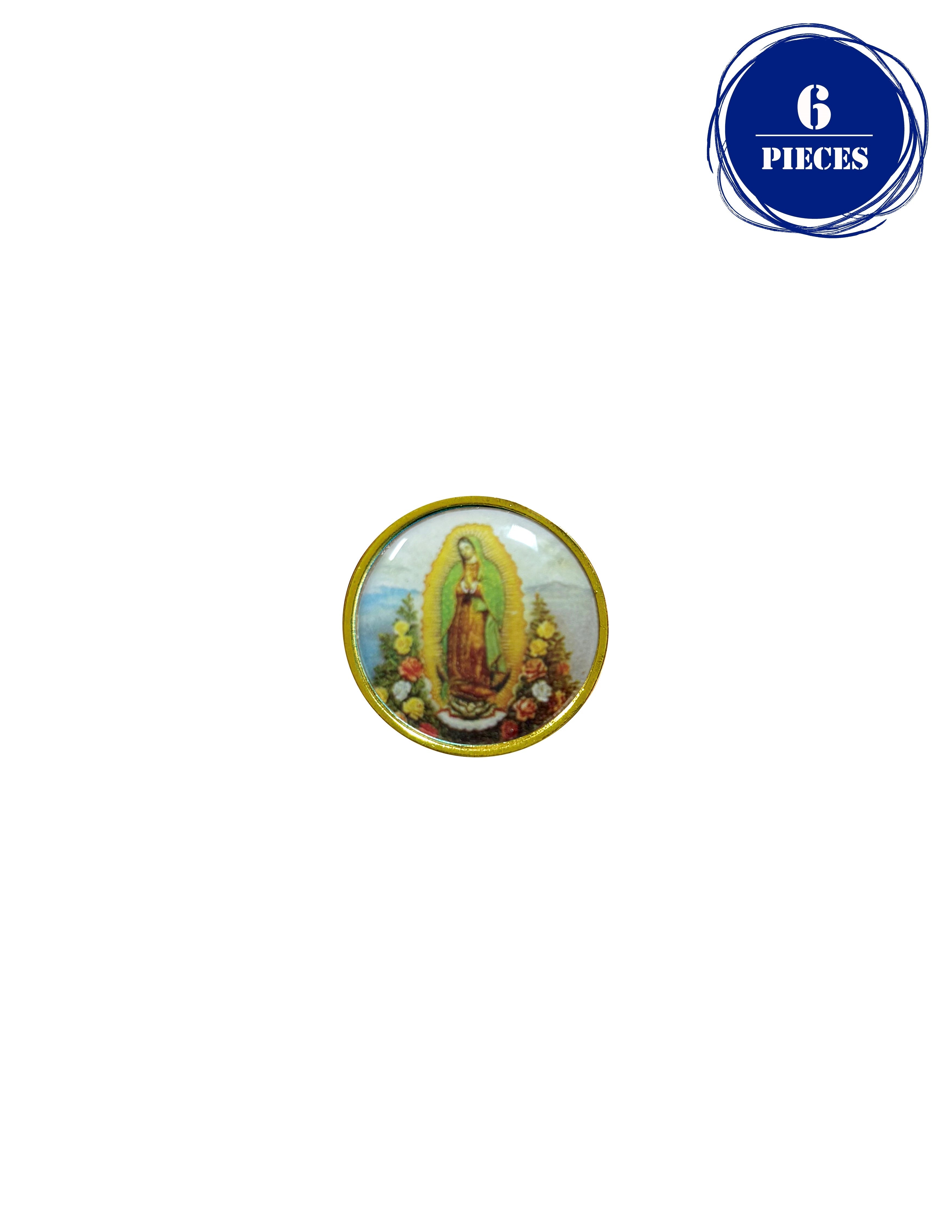 Gold accent round catholic lapel pins