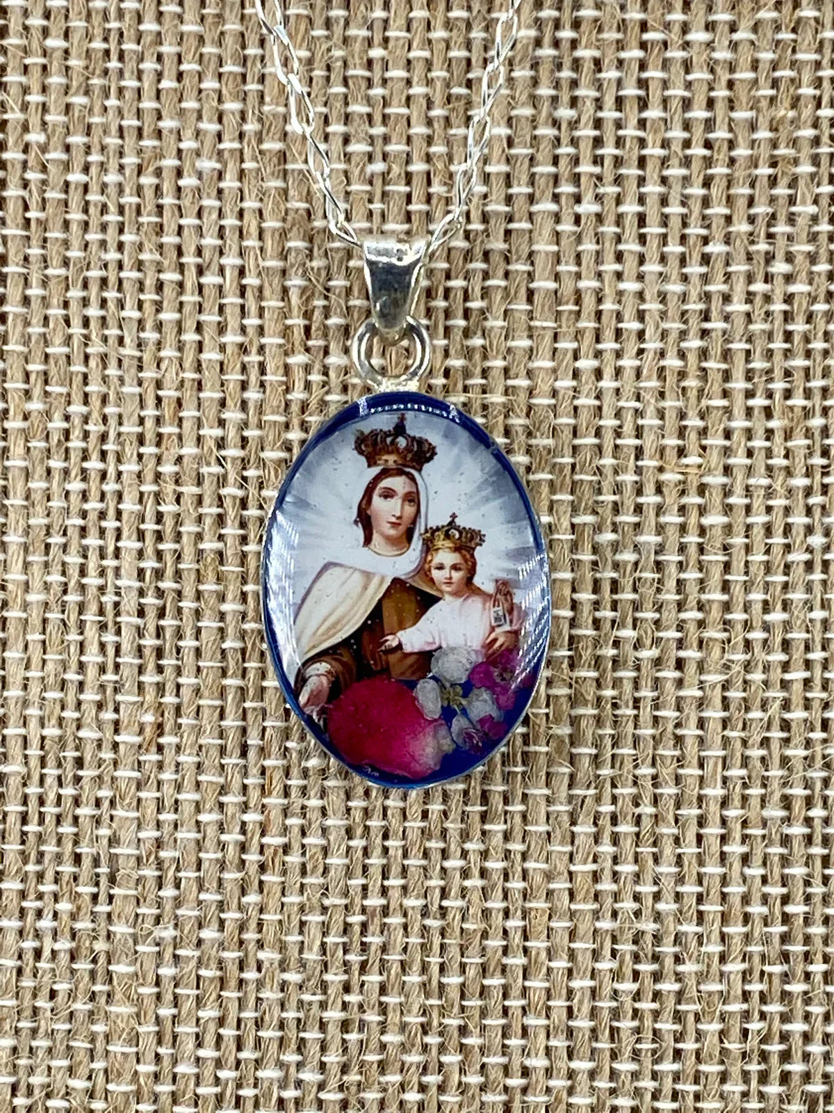 Medal whit Flowers  Our Lady of Mount Carmen