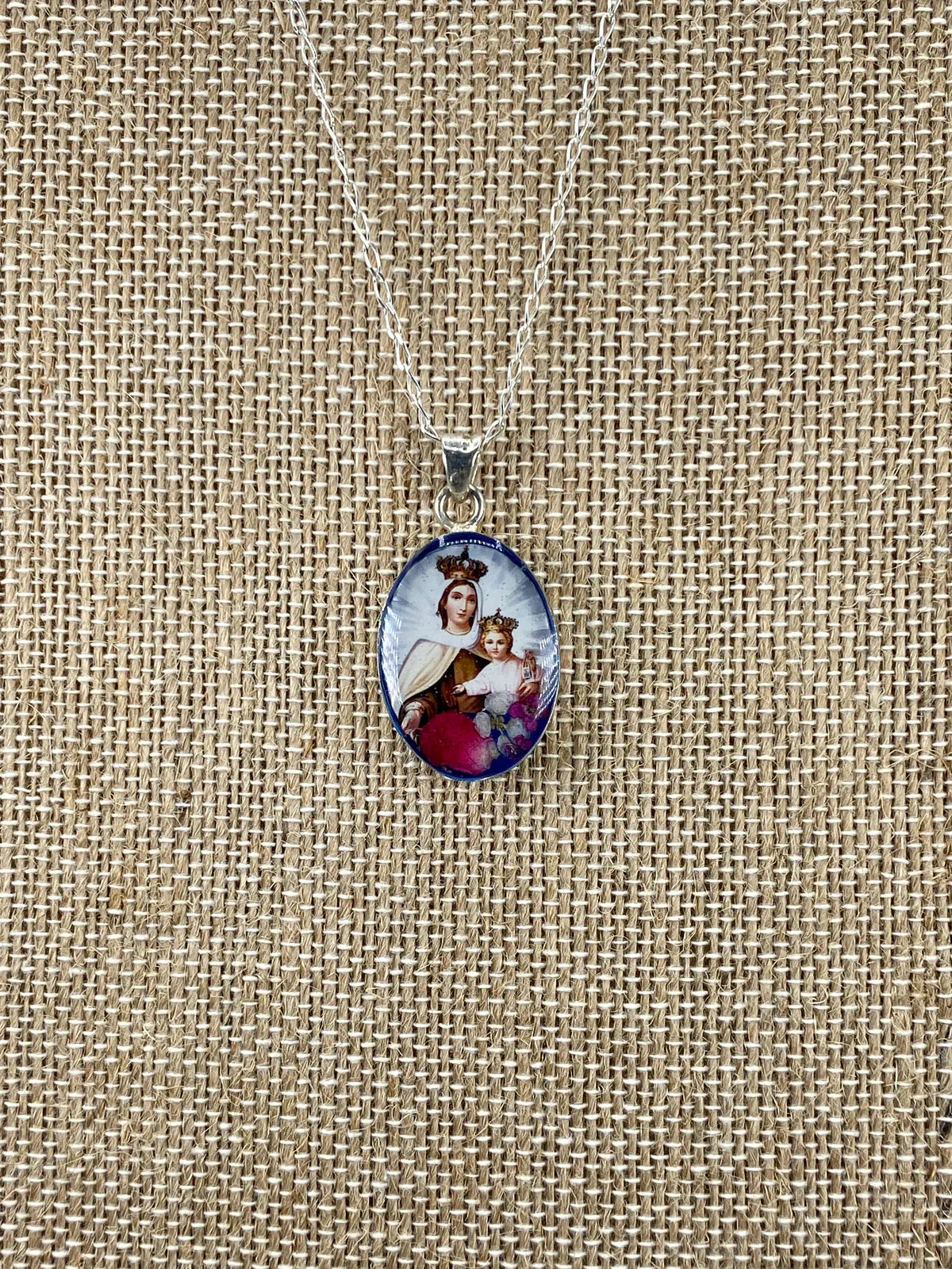 Medal whit Flowers  Our Lady of Mount Carmen