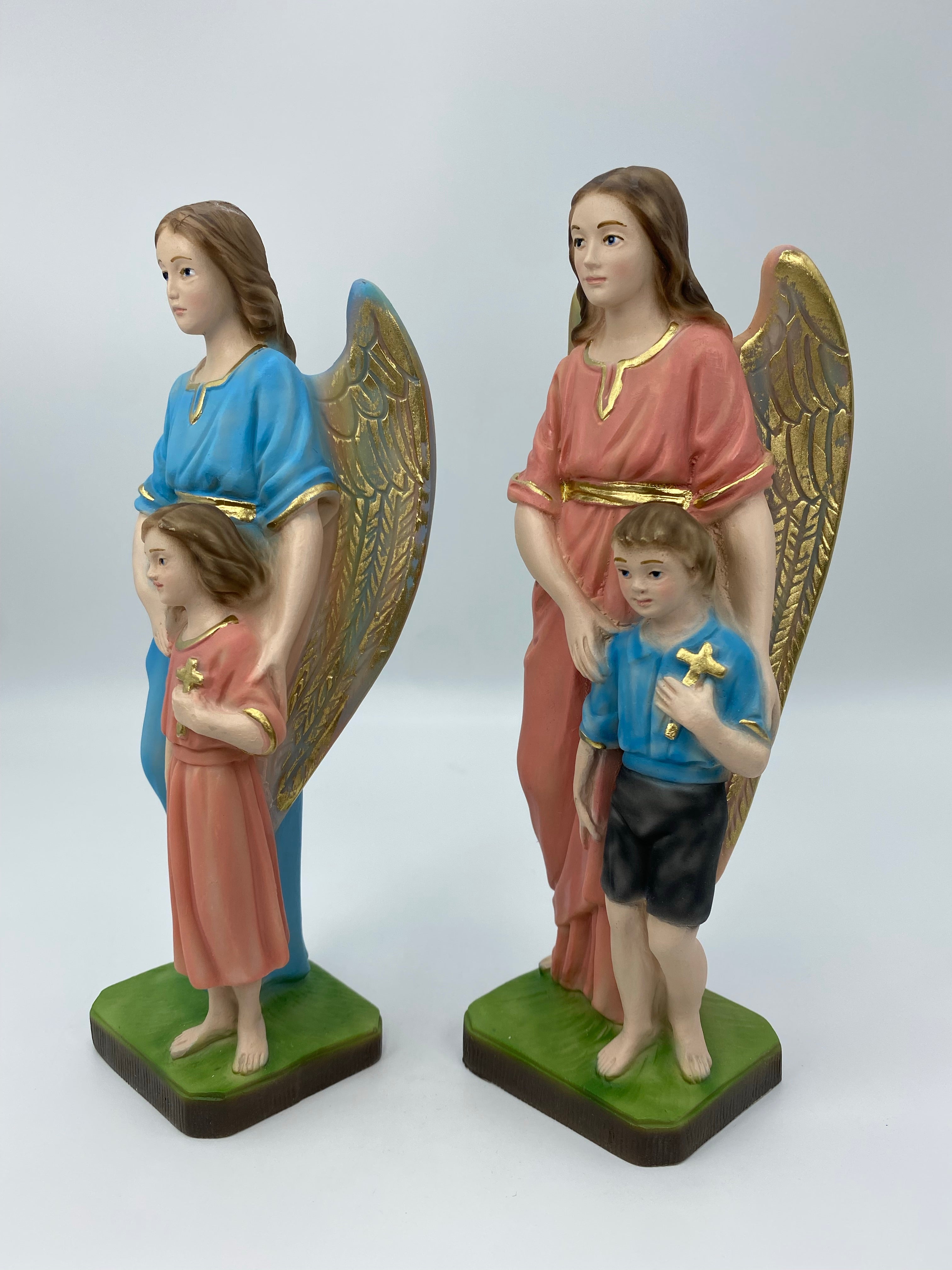 The Faith Gift Shop Guardian Angels  statue - Hand Painted in Italy - Our Tuscany Collection - Estatua del Angel de La Guarda
