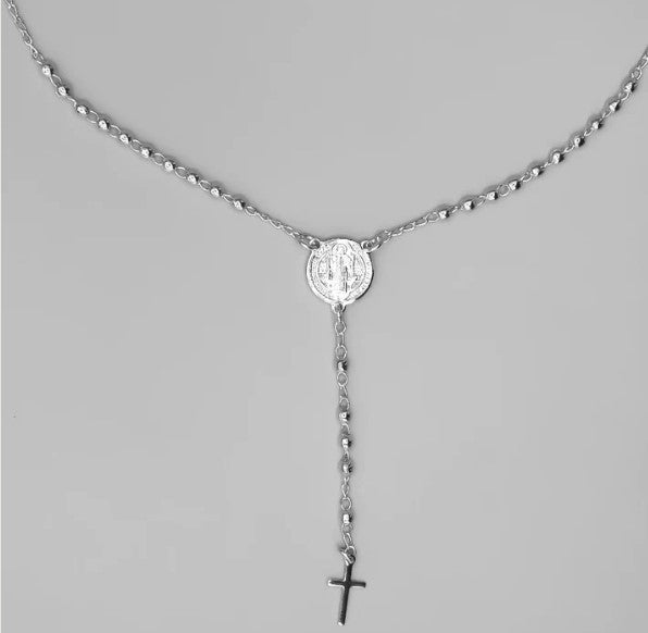 Rosary necklace  with Saint Benedict Medal